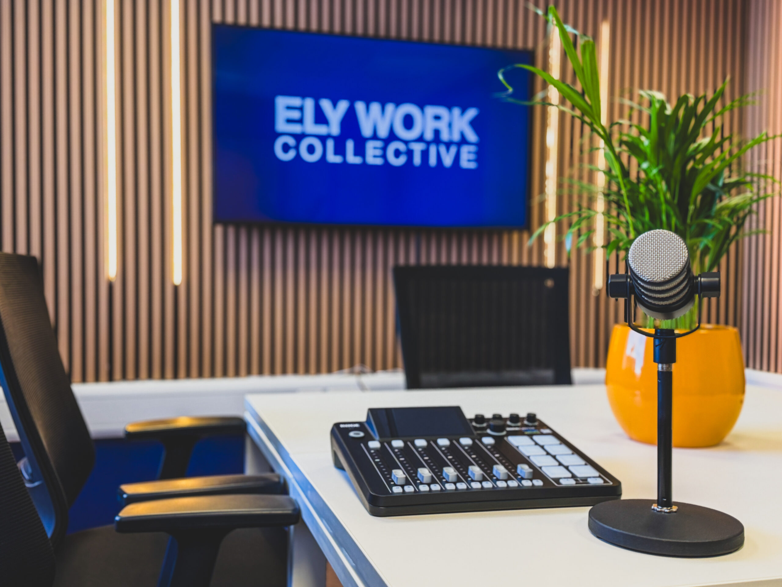 Content Creation Studio ideal for Podcasts with high-end recording equipment